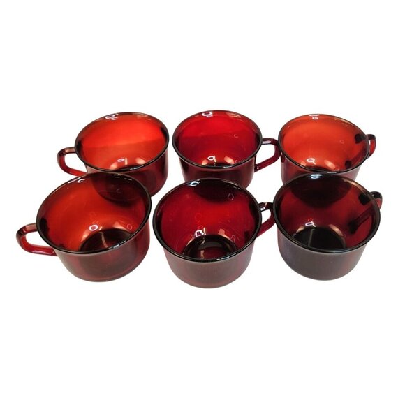 Arcopal France Ruby Red Glass Coffee Cups Set Of 2 Vintage Durable And Elegant D - Picture 2 of 9